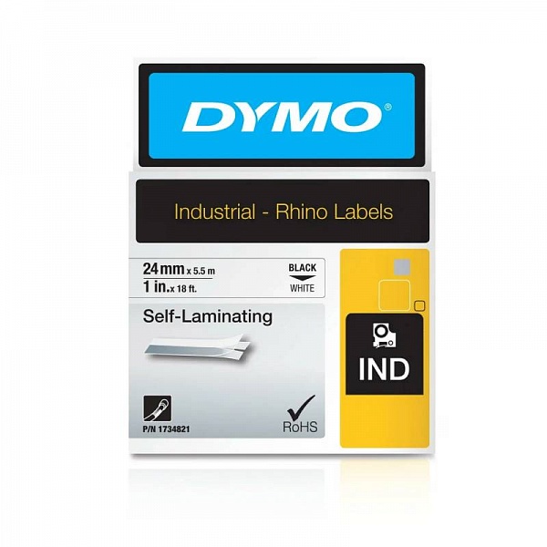 Картридж c самоламинирующейся лентой для принтеров Dymo Rhino, 5.5 м x 24 мм Белый