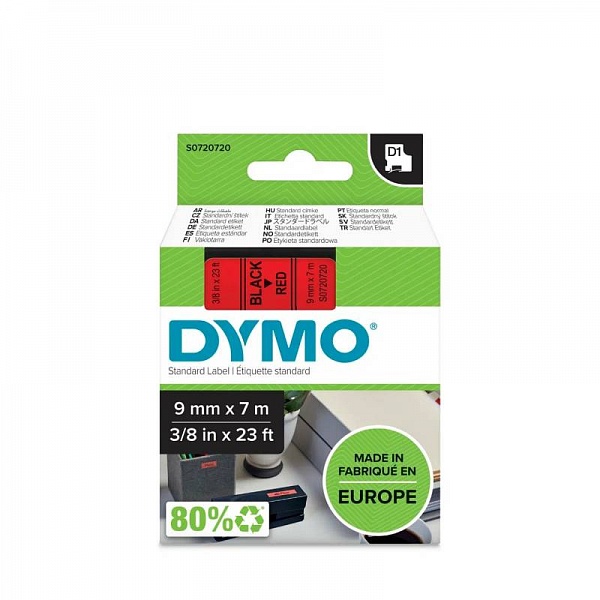 Картридж с виниловой лентой D1 для принтеров Dymo Label Manager, пластик, черный шрифт, 9 мм х 7 м Красный