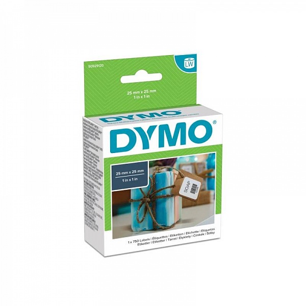 Этикетки многофункциональные для принтеров Dymo Label Writer, белые, 25 мм х 25 мм, 750 штук Рулон