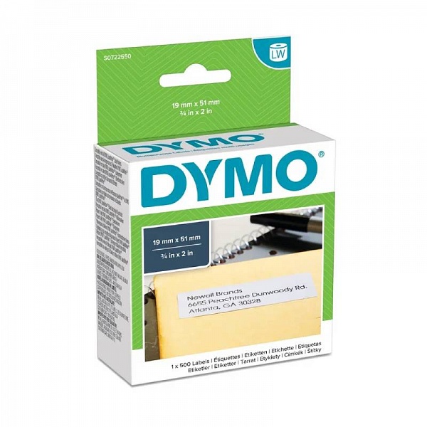 Этикетки многофункциональные для принтеров Dymo Label Writer, белые, 51 мм x 19 мм, 500 штук Белый
