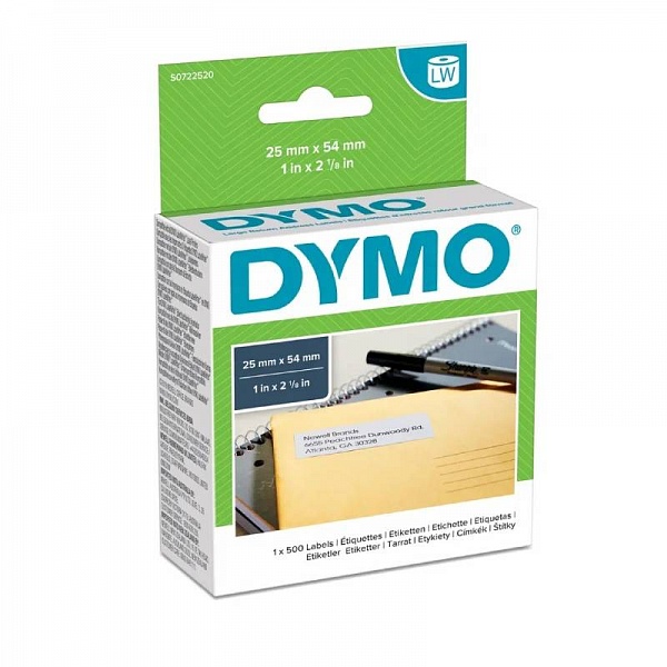 Этикетки адресные для принтеров Dymo Label Writer, белые, 54 мм x 25 мм, 500 штук Рулон